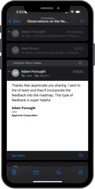 Email from Adam Foroughi, AppLovin CEO